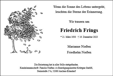 Erinnerungsbild für Friedrich Frings