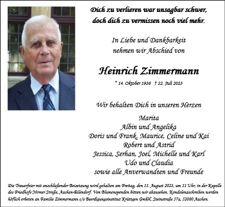Erinnerungsbild für Heinrich Zimmermann