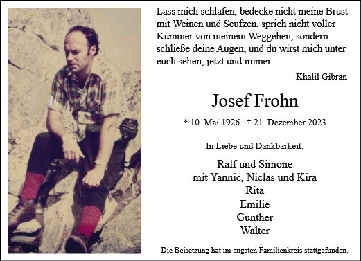 Erinnerungsbild für Josef Frohn