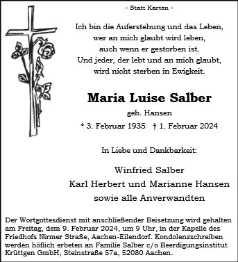 Erinnerungsbild für Maria Luise Salber